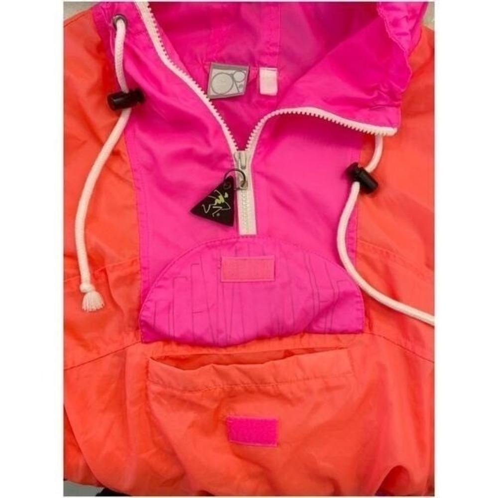 Vintage OP Hot Pink/Orange Windbreaker 3/4 Zip‎ Jacket - Junior's M - Picture 14 of 15